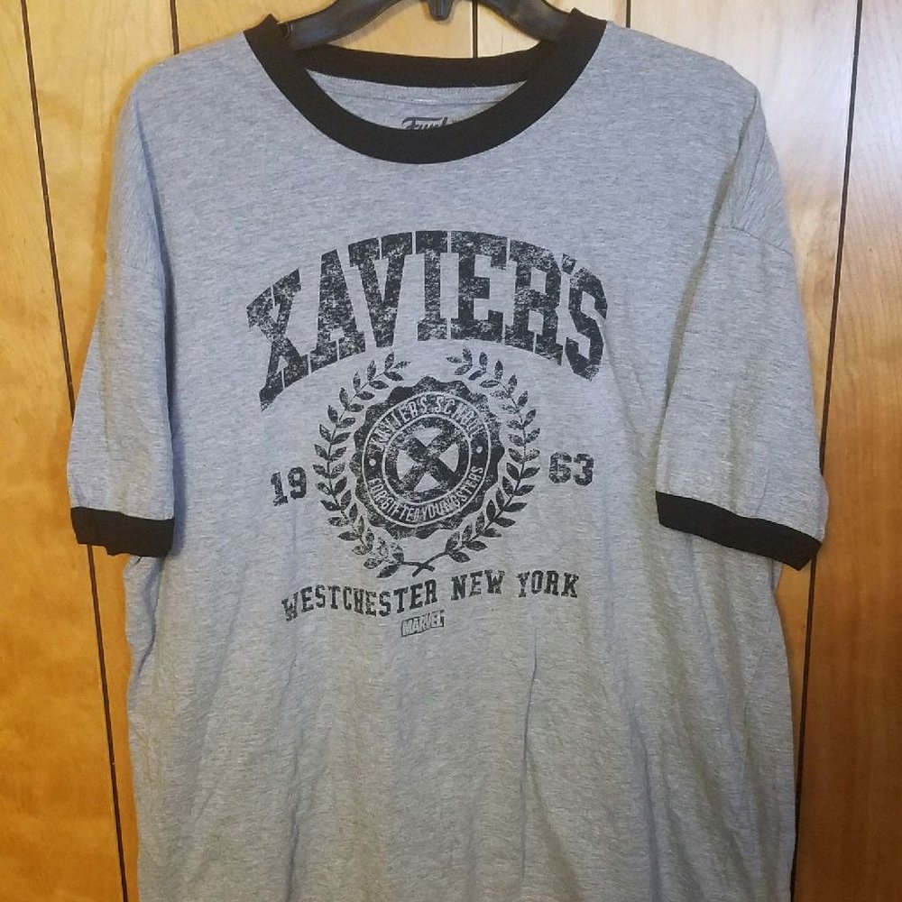 Marvel Xavier's University Tee Heather Gray with Black Trim